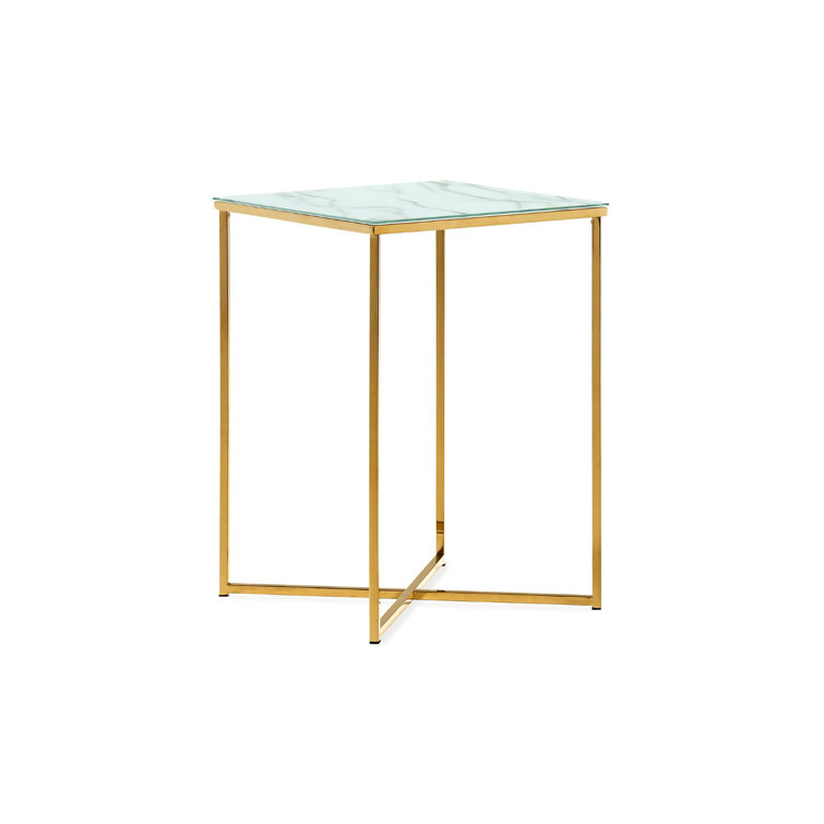 Fairmont Park Duey Glass Top Cross Legs End Table Wayfair.co.uk